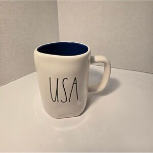 Rae Dunn Cream and Blue USA Mug